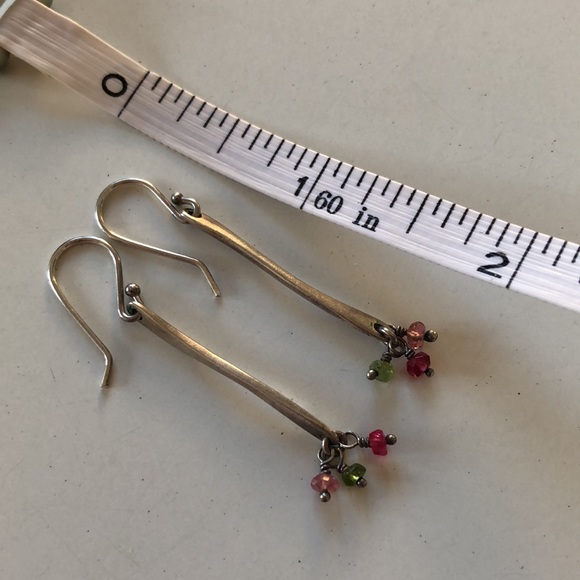 Artisan designed & made silver three stone drop earrings at a great price - Picture 2 of 4